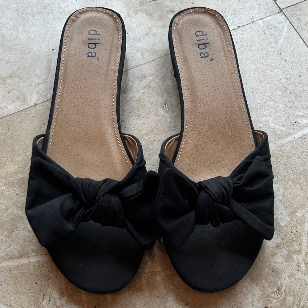 Diba Black Bow Slide Sandals